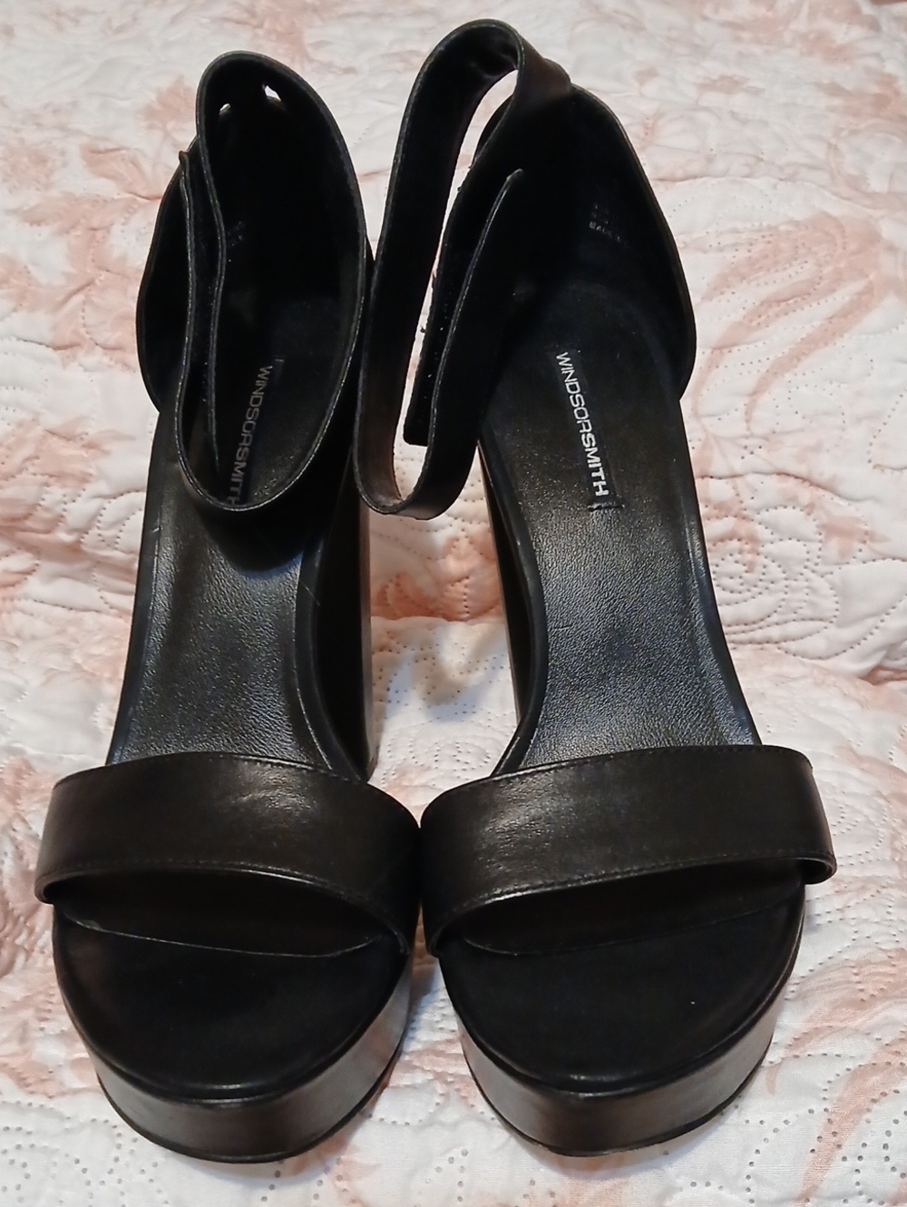 Windsor Smith Black Platform Ankle-Strap Heels